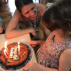 Celebrating Eleonore's Birthday with delicious chocolate cake.
