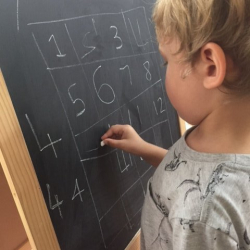 Finn working with numbers.