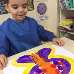 Isaac Dacic proud of his symmetrical butterfly.