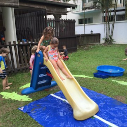 Fun on the water slide!