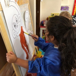 Anasuya painting her monkey.