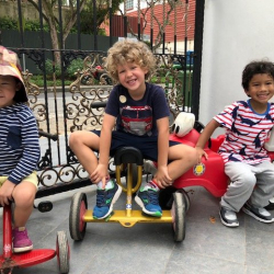 Ethan, Ian & Maxwell have a rest from cycling.