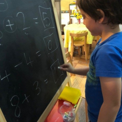 Daniel works on addition, Easy he says!