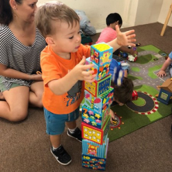 Benjamin having fun with building blocks!