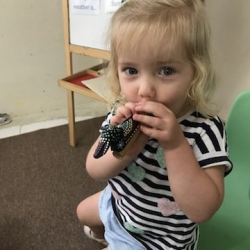Martha with her bird whistle for show and tell!
