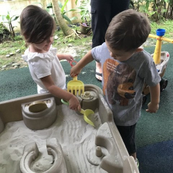 Annabel and Benjamin exploring sand play together!