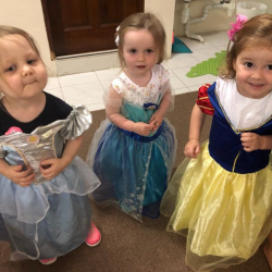 The girls looking elegant in their princess outfits!