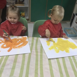 Ella and Coco having fun painting