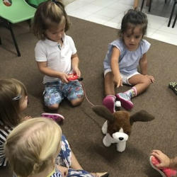 Laila sharing her show and tell puppy with her friends!