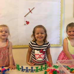 Bee, Bella, and Claudia had fun connecting pieces together today.