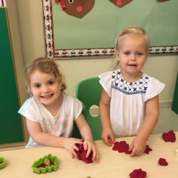 Cuties Sophie M.A. and Ella had fun with the playdough and Christmas cutters today!