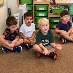 Look at how Johnny, Enzo, Otto, and Tommy are ready for circle time!
