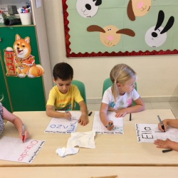 Claudia, Enzo, Sophie and Ella practiced writing their names today.