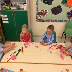 Great cutting practice with play dough today!