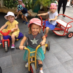Happy girls on bikes!