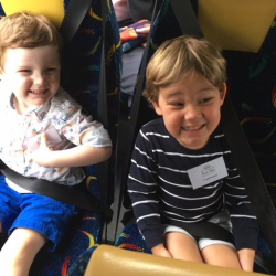 Max and August ready for the bus ride!
