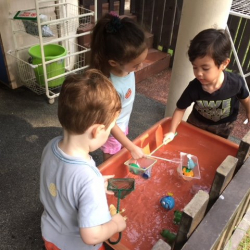 August, Ariel, and Aidan used the nets to catch some animals in the water table.