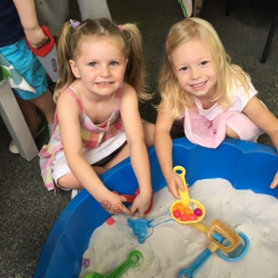 Claudia and Sophie did great sifting for beads in the sand box
