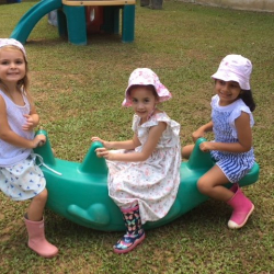 Katie, Ariel, and Avyanna enjoyed playing on the see saw.
