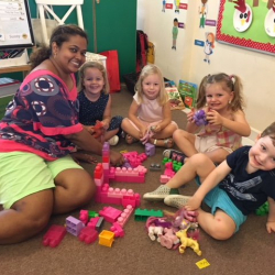Ms. Jenny had fun building with the kids today!