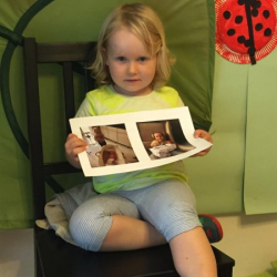 Proud big sister Felicity in show and tell, sharing photos of her new brother.