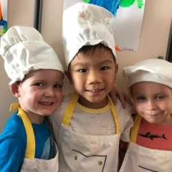 August, Isaac & Otto can't wait to make chocolate chip cookies today!