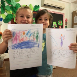 Frederik & Daniel very proud of their independent writing.