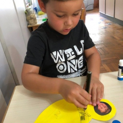 Max working on his bee art.