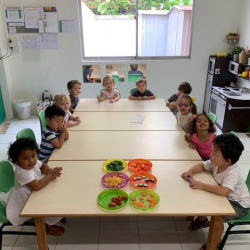 We did vegetable tasting today! We tried sweet corn, carrots, cherry tomatoes, cucumber, peppers and spinach!