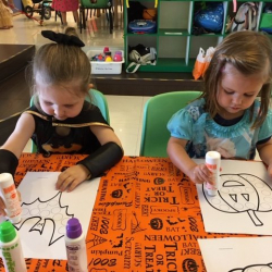 Coco and India did great using the dot stampers for a little Halloween art.
