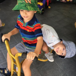 Felix H and Noah had fun with bike play today!