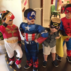 Lorenzo, Noah , James, and Samuel had fun dressing up today!