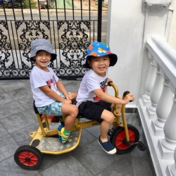 Noah and Samuel had fun together during bike play!