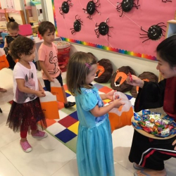 We bravely visited each class teacher to get some Halloween yummies.