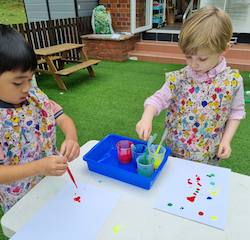 Bingo and Lorenzo experiencing gravity with colours.