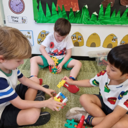 Boys playing together.