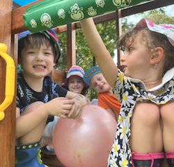 Busy bees bonding time outdoors.