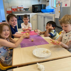 Busy bees busy making pine apple tarts for Chinese new year.