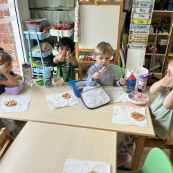 Busy bees loving their moon like crackers.