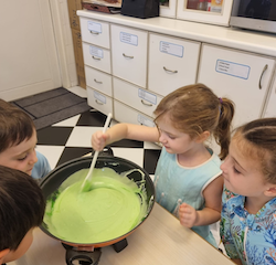 Making play dough with Ms Praxie.
