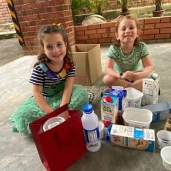 Organising our recycled materials.