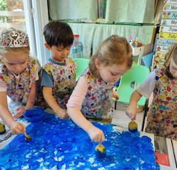 Working on our collaborative artwork.
