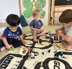 George, Archer and Jasper playing with the cars. Beep beep!