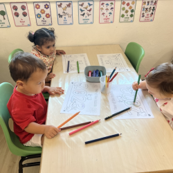 Rowan, Una and Victoire enjoying some CNY colouring!.