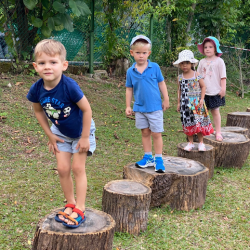 Jumping from stump to stump .