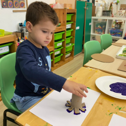 Aidan enjoying his earth craft.