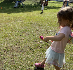 Cassie taking Egg and spoon race seriously!