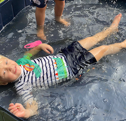 Charlie cooling off in the water!
