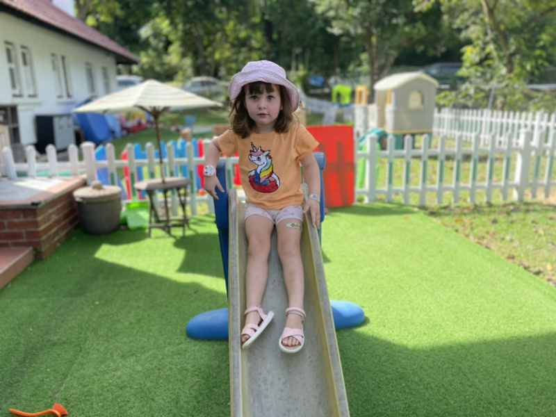 Clemmie enjoying outside play today.