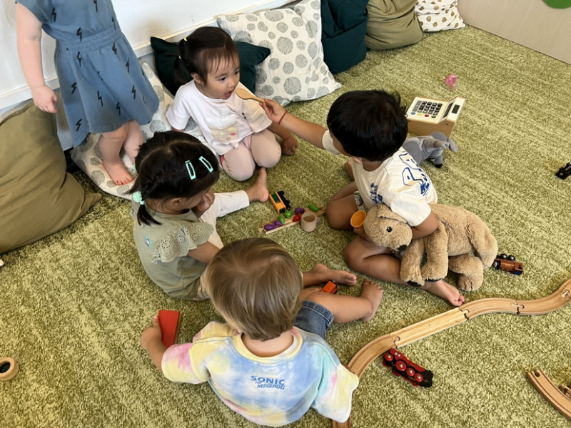 Kathavya feeding Alli and Leela!
